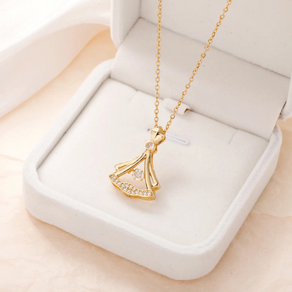 24K Gold Plated Rhinestone Decor Pendant Necklace